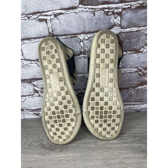 Ecco Flowt 2 Black Gray Leather Strappy Slip On Comfort Sandals Women Sz 39EU/8M - Picture 12 of 16